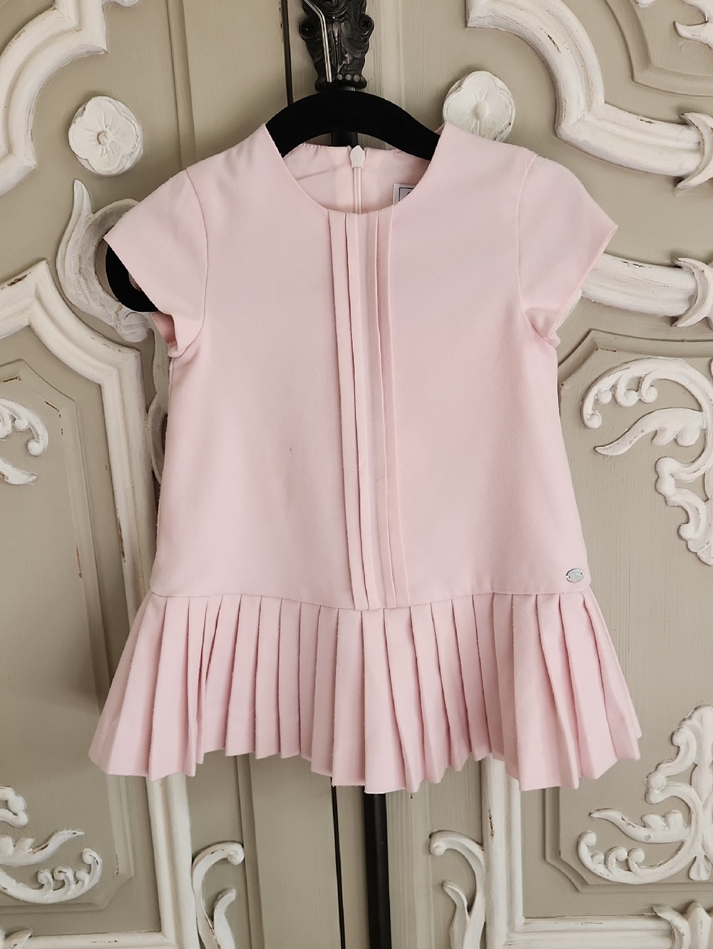 Tartine et Chocolat Pink Pleated Hem Short Sleeve Dress Size 6 - 12 Months